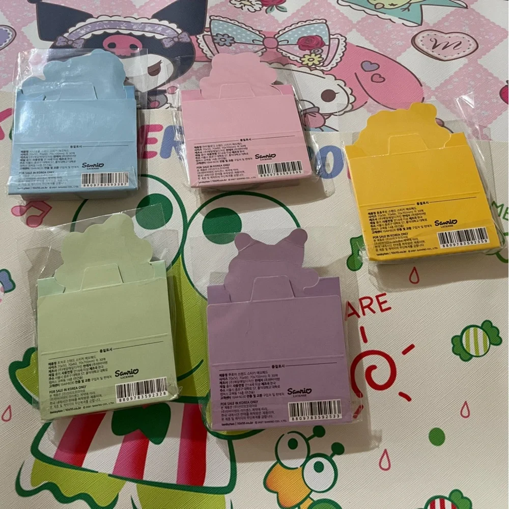Set of 5 Sanrio Characters 3 Layer Sticky Note Memo Slips with Built-in Holder